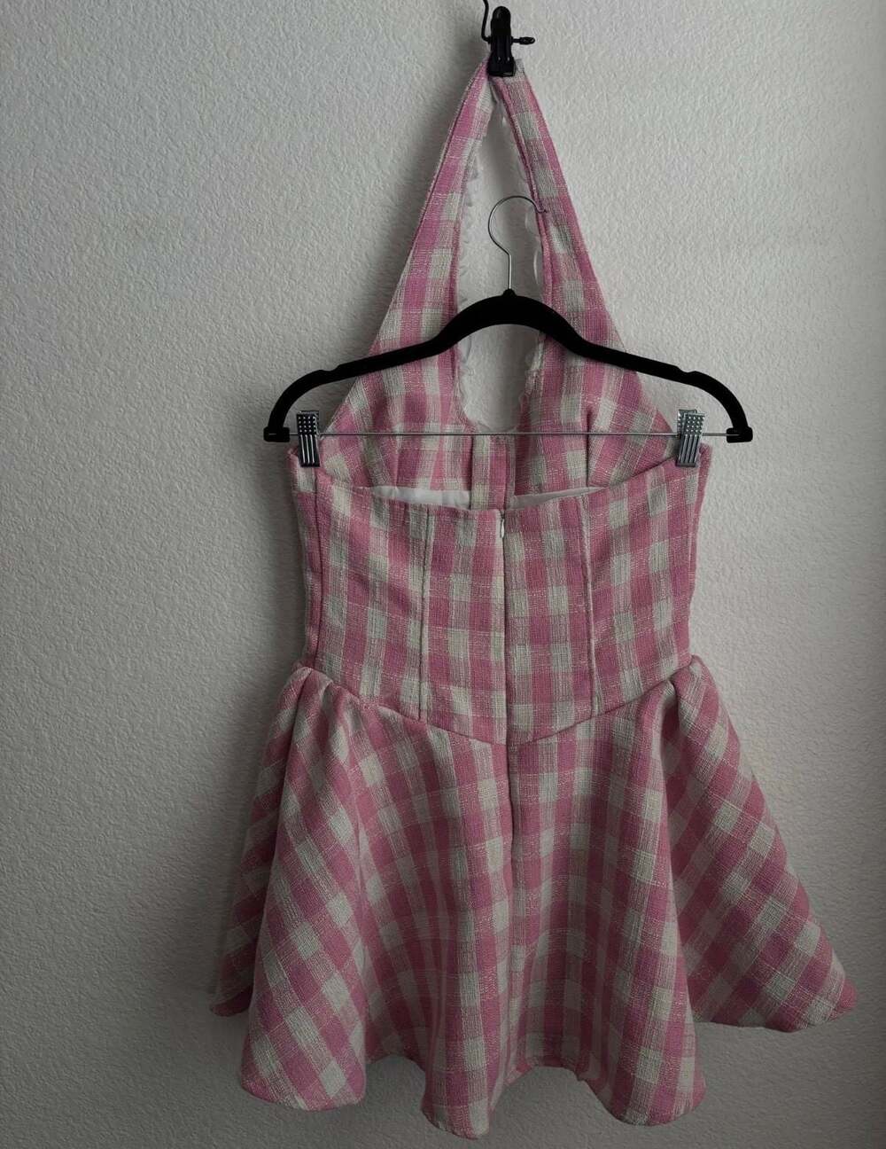 Halter Ruffle Gingham A-Line Mini Dress - Picture 5 of 5